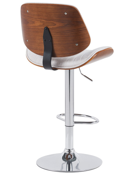 Tabouret de bar réglable haut de gamme en Tissu Blanc crème Bois Marron noyer Métal Argenté Patra - 2