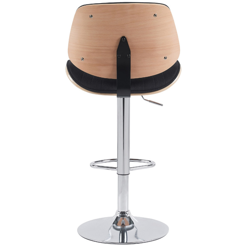 Tabouret de bar réglable haut de gamme en Tissu Noir Bois Naturel Métal Argenté Patra - 2