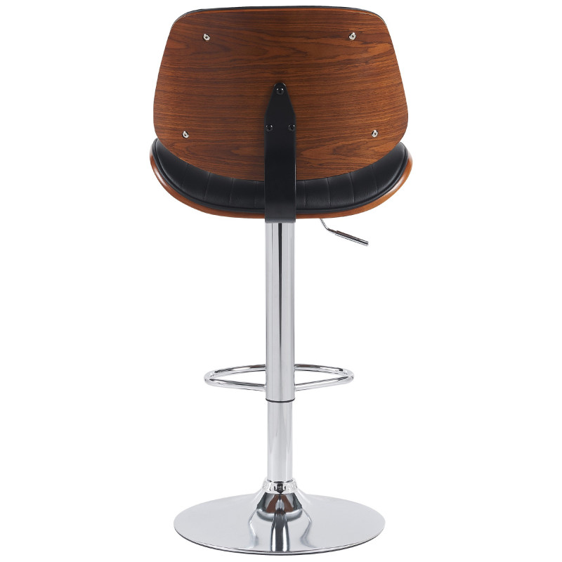 Tabouret de bar réglable haut de gamme en Polyuréthane Noir Bois Marron noyer Métal Argenté Patra - 2