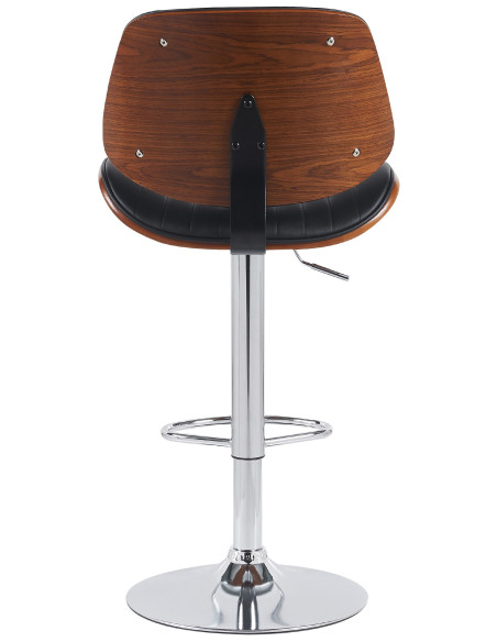 Tabouret de bar réglable haut de gamme en Polyuréthane Noir Bois Marron noyer Métal Argenté Patra - 2