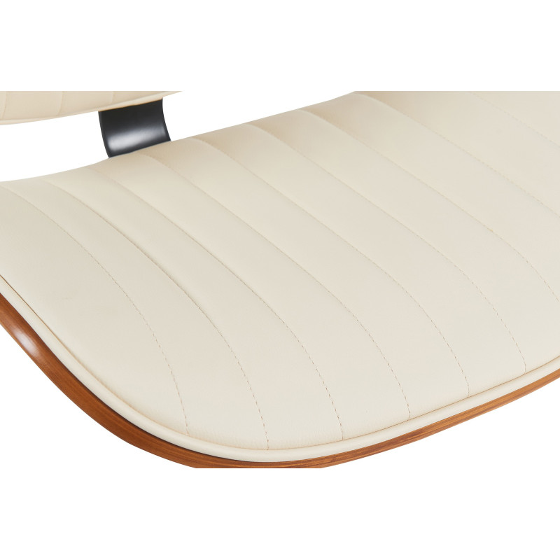 Tabouret de bar réglable haut de gamme en Polyuréthane Blanc crème Bois Marron noyer Métal Argenté Patra - 4