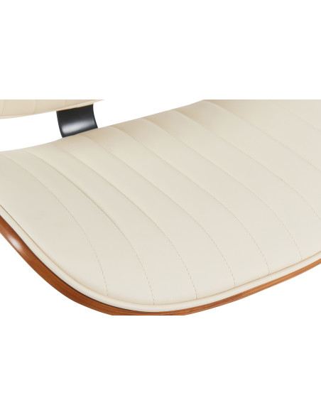 Tabouret de bar réglable haut de gamme en Polyuréthane Blanc crème Bois Marron noyer Métal Argenté Patra - 4