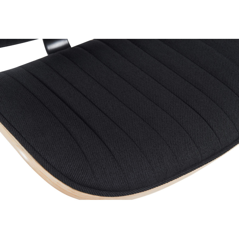 Tabouret de bar réglable haut de gamme en Tissu Noir Bois Naturel Métal Noir Patra - 4