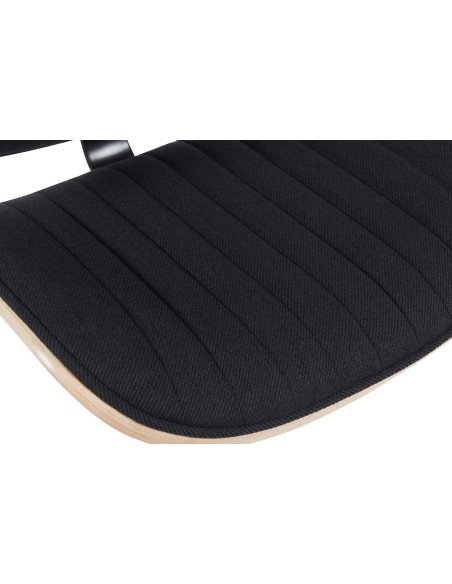 Tabouret de bar réglable haut de gamme en Tissu Noir Bois Naturel Métal Noir Patra - 4