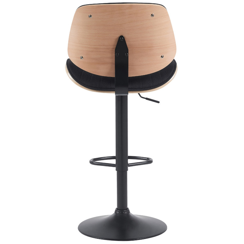 Tabouret de bar réglable haut de gamme en Tissu Noir Bois Naturel Métal Noir Patra - 3