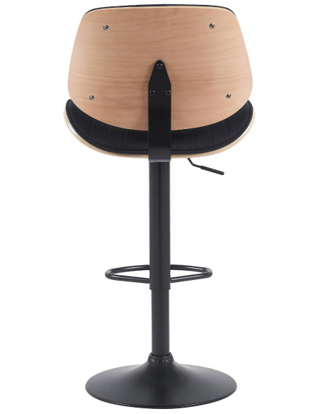 Tabouret de bar réglable haut de gamme en Tissu Noir Bois Naturel Métal Noir Patra - 3