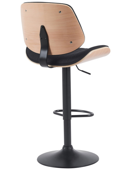 Tabouret de bar réglable haut de gamme en Tissu Noir Bois Naturel Métal Noir Patra - 2