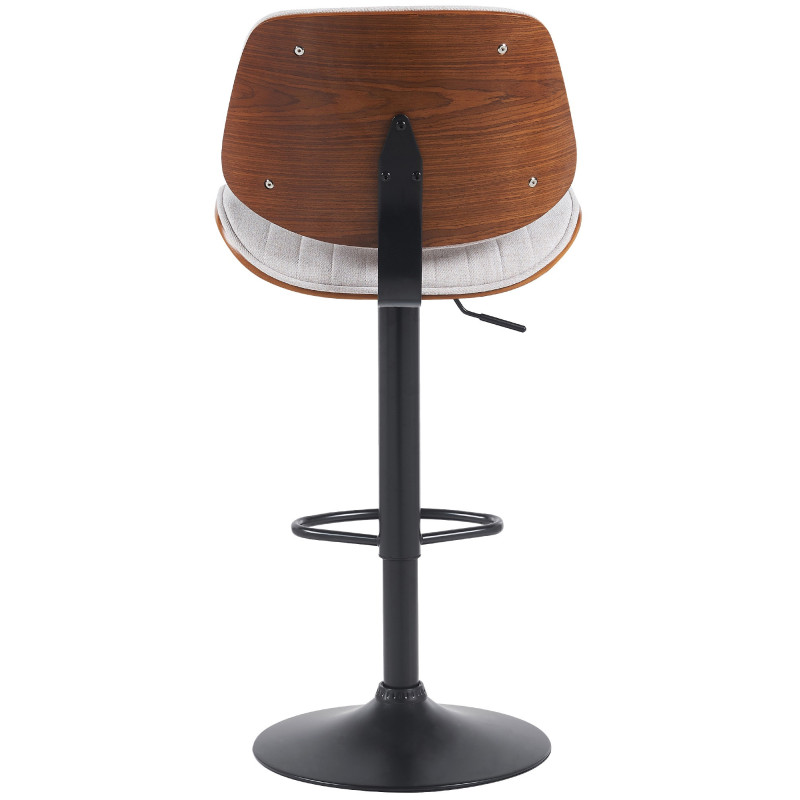Tabouret de bar réglable haut de gamme en Tissu Blanc crème Bois Marron noyer Métal Noir Patra - 3