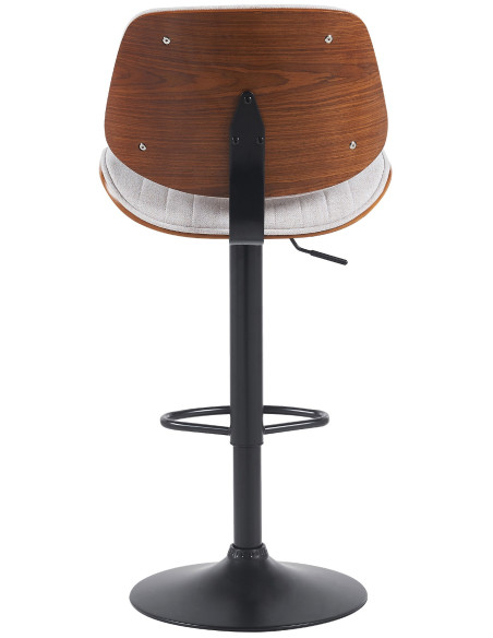 Tabouret de bar réglable haut de gamme en Tissu Blanc crème Bois Marron noyer Métal Noir Patra - 3