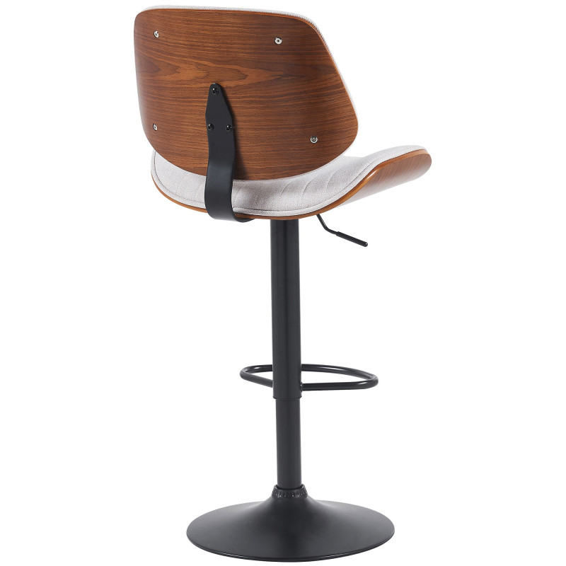 Tabouret de bar réglable haut de gamme en Tissu Blanc crème Bois Marron noyer Métal Noir Patra - 2