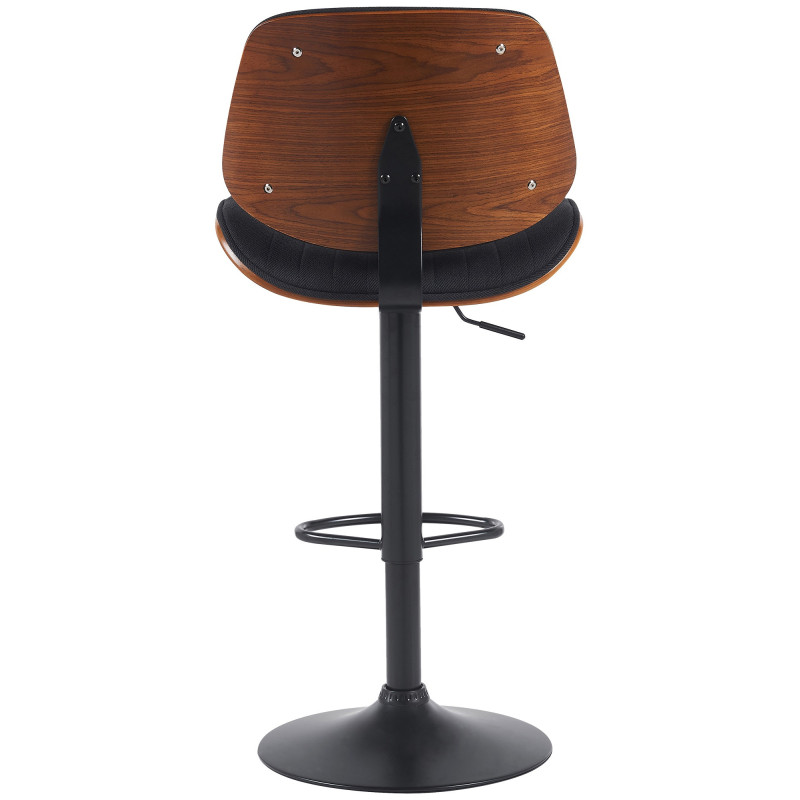 Tabouret de bar réglable haut de gamme en Tissu Noir Bois Marron noyer Métal Noir Patra - 3