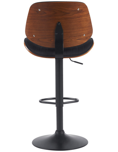 Tabouret de bar réglable haut de gamme en Tissu Noir Bois Marron noyer Métal Noir Patra - 3