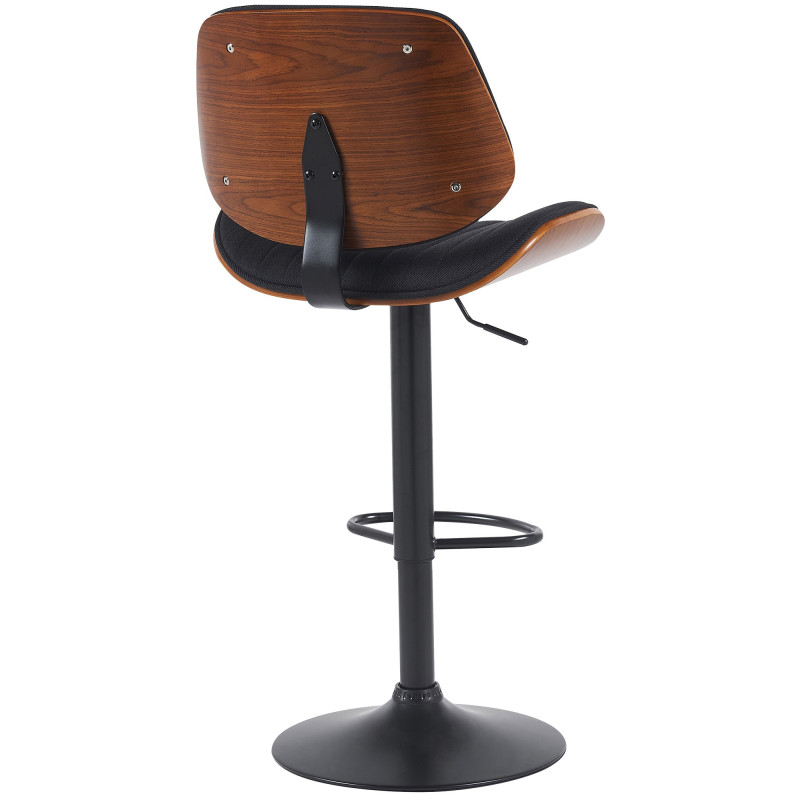 Tabouret de bar réglable haut de gamme en Tissu Noir Bois Marron noyer Métal Noir Patra - 2