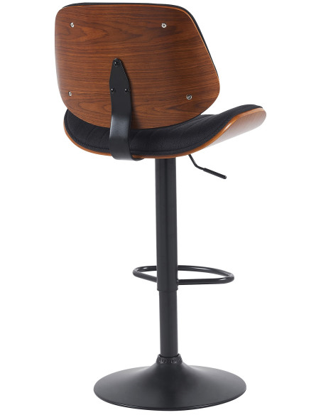 Tabouret de bar réglable haut de gamme en Tissu Noir Bois Marron noyer Métal Noir Patra - 2
