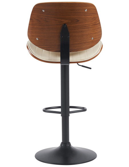 Tabouret de bar réglable haut de gamme en Polyuréthane Blanc crème Bois Marron noyer Métal Noir Patra  - 3