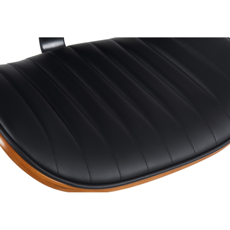 Tabouret de bar réglable haut de gamme en Polyuréthane Noir Bois Marron noyer Métal Noir Patra - 4