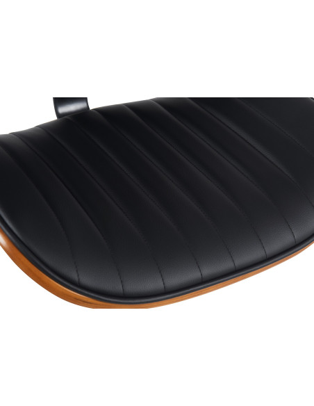 Tabouret de bar réglable haut de gamme en Polyuréthane Noir Bois Marron noyer Métal Noir Patra - 4