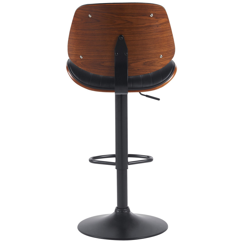 Tabouret de bar réglable haut de gamme en Polyuréthane Noir Bois Marron noyer Métal Noir Patra - 3