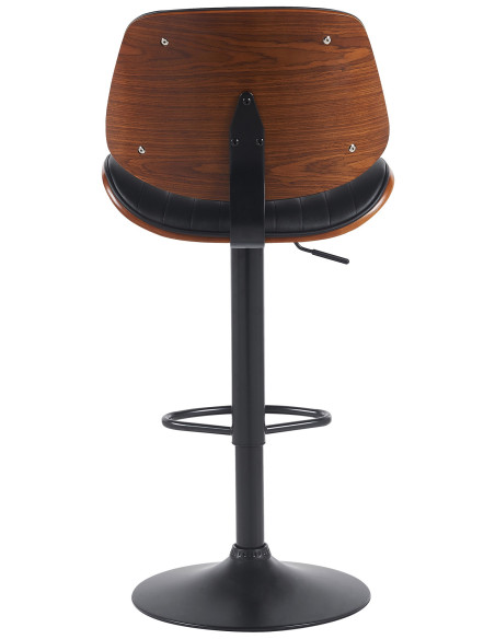 Tabouret de bar réglable haut de gamme en Polyuréthane Noir Bois Marron noyer Métal Noir Patra - 3