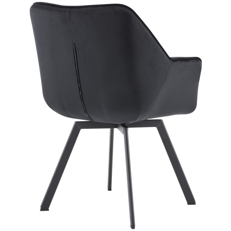 Fauteuil de table pivotant moderne chic en Velours Noir Métal Noir Viseu - 2