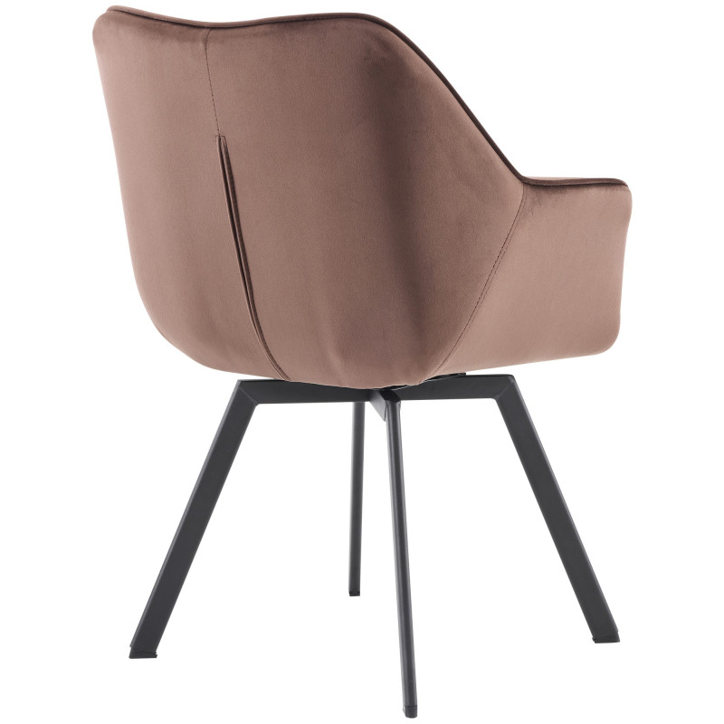 Fauteuil de table pivotant moderne chic en Velours Marron Métal Noir Viseu - 2