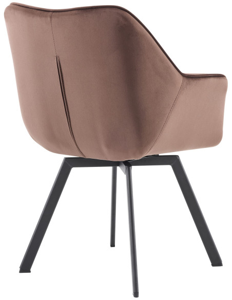 Fauteuil de table pivotant moderne chic en Velours Marron Métal Noir Viseu - 2