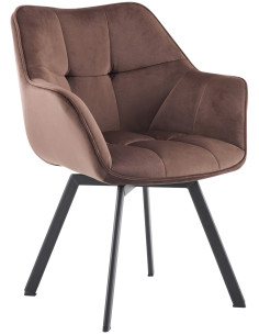 Fauteuil de table pivotant moderne chic en Velours Marron Métal Noir Viseu - 1