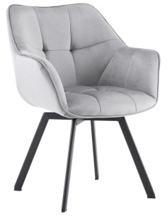 Fauteuil de table pivotant moderne chic en Velours Gris foncé Métal Noir Viseu - 1