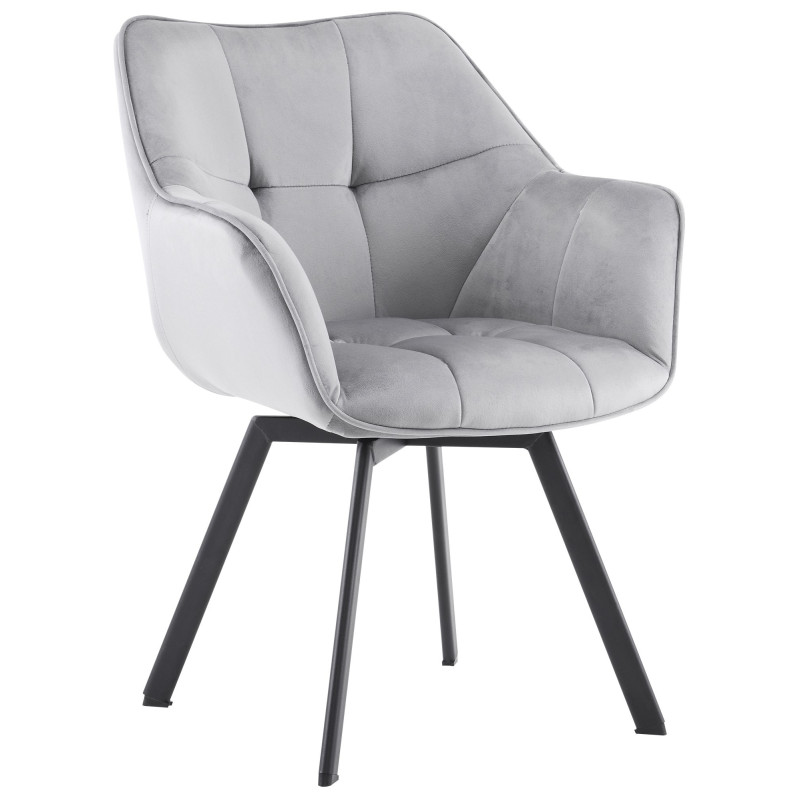 Fauteuil de table pivotant moderne chic en Velours Gris foncé Métal Noir Viseu - 1