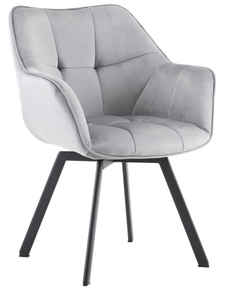 Fauteuil de table pivotant moderne chic en Velours Gris foncé Métal Noir Viseu - 1