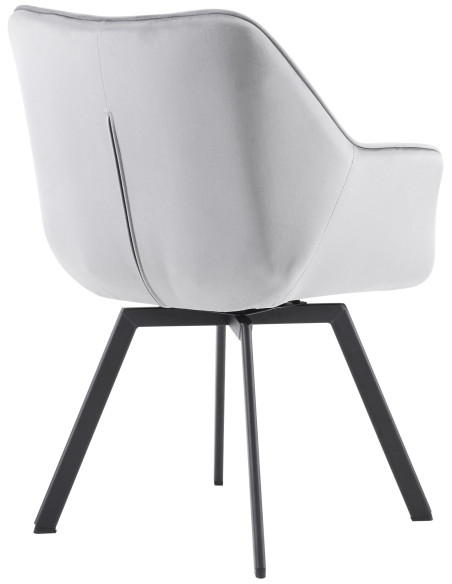 Fauteuil de table pivotant moderne chic en Velours Gris foncé Métal Noir Viseu - 2