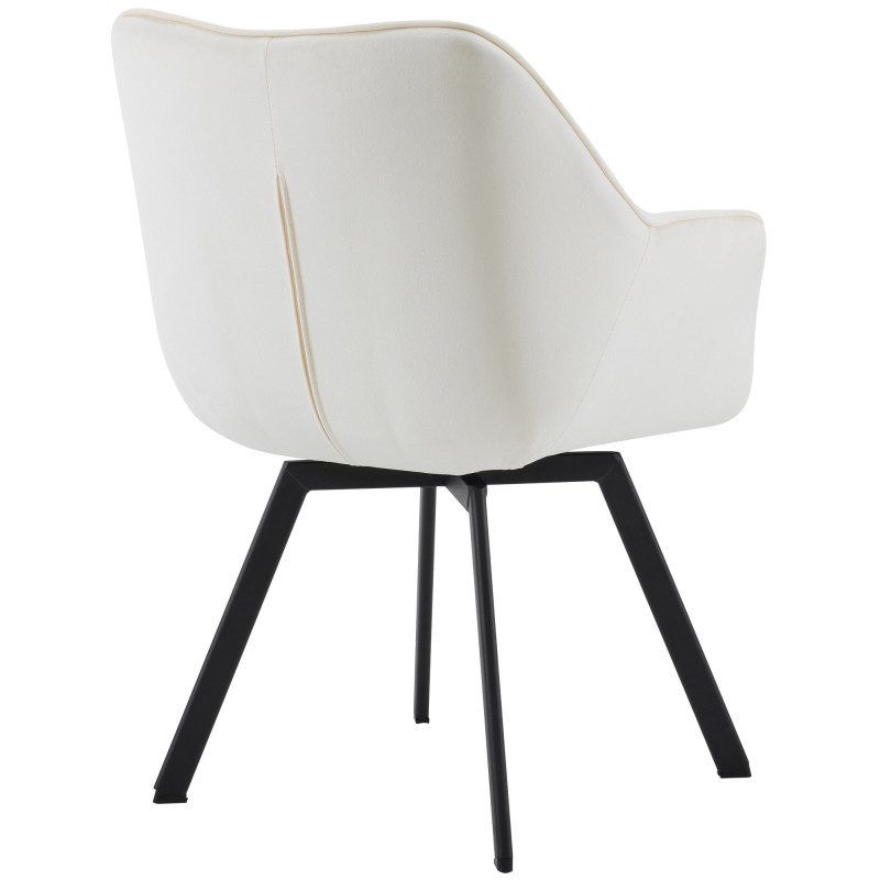 Fauteuil de table pivotant moderne chic en Velours Blanc crème Métal Noir Viseu - 2