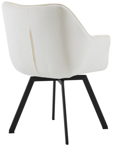 Fauteuil de table pivotant moderne chic en Velours Blanc crème Métal Noir Viseu - 2