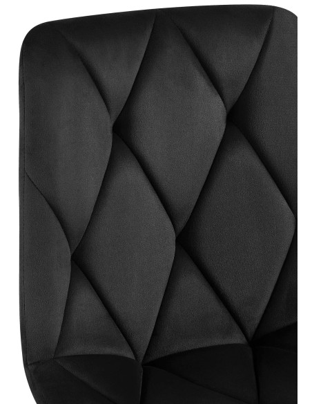 Chaise moderne chic en Velours Noir Capitonné Métal Noir Mat Rovinj - 4