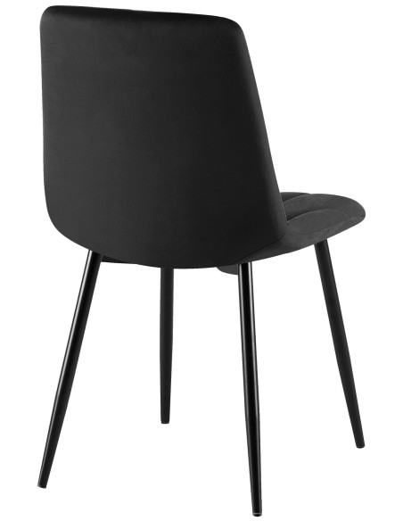 Chaise moderne chic en Velours Noir Capitonné Métal Noir Mat Rovinj - 2