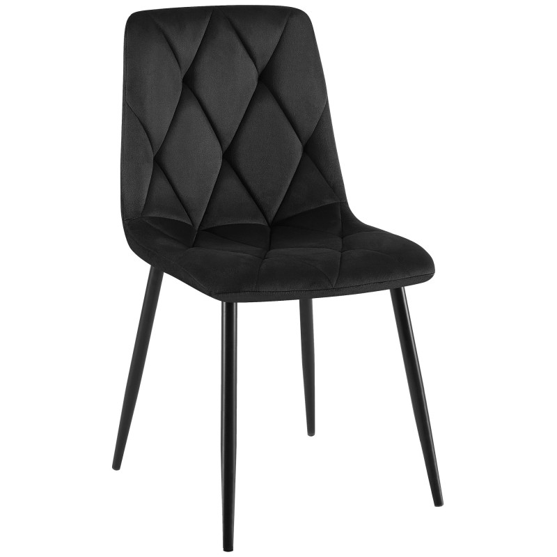 Chaise moderne chic en Velours Noir Capitonné Métal Noir Mat Rovinj - 1