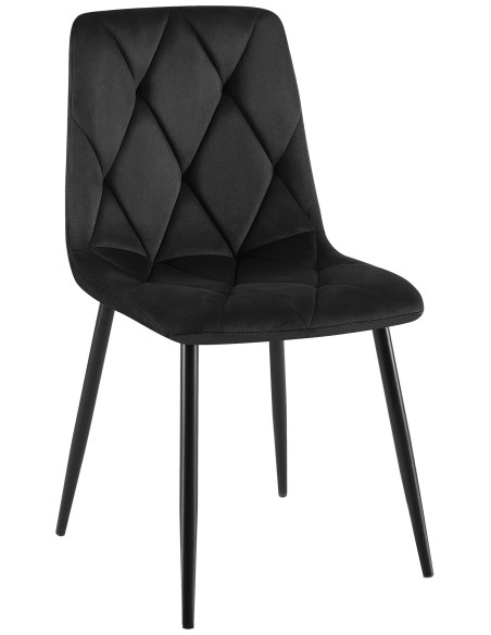 Chaise moderne chic en Velours Noir Capitonné Métal Noir Mat Rovinj - 1