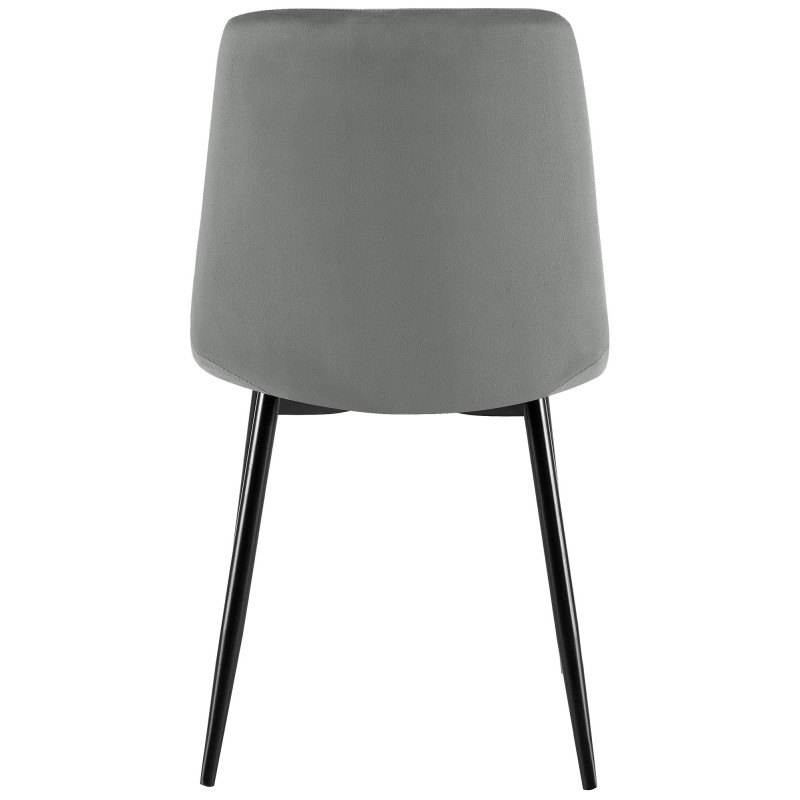 Chaise moderne chic en Velours Gris foncé Capitonné Métal Noir Mat Rovinj - 3