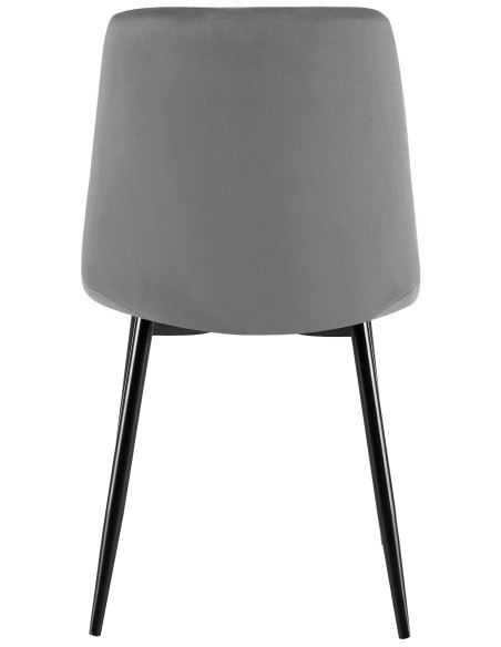 Chaise moderne chic en Velours Gris foncé Capitonné Métal Noir Mat Rovinj - 3