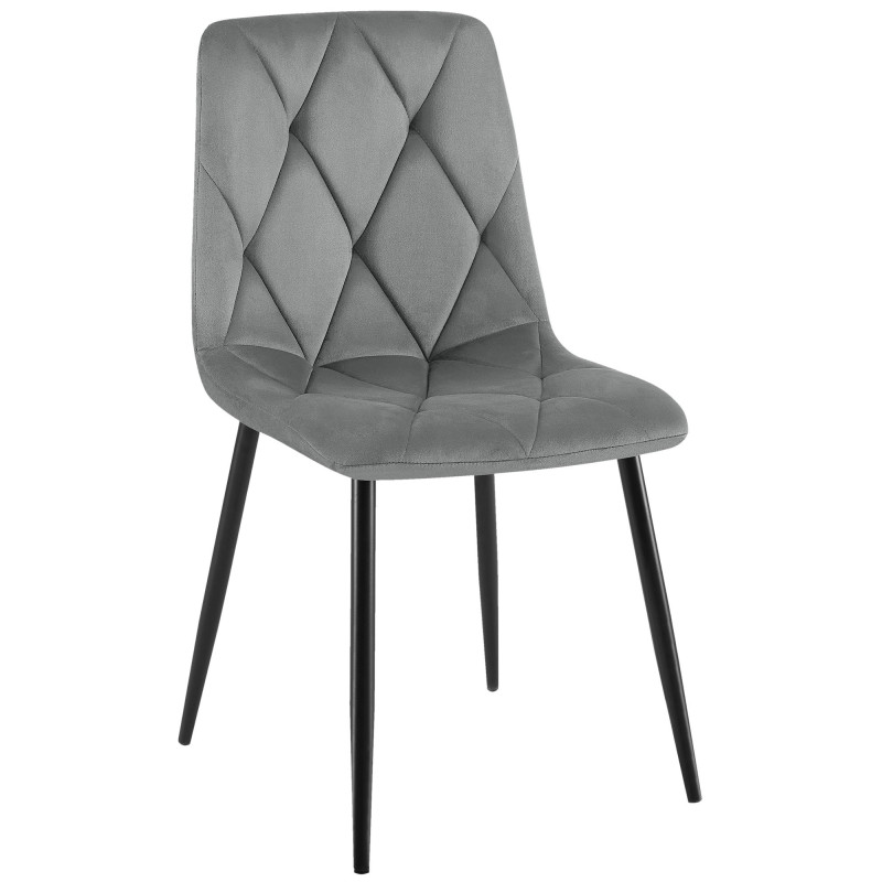 Chaise moderne chic en Velours Gris foncé Capitonné Métal Noir Mat Rovinj - 1