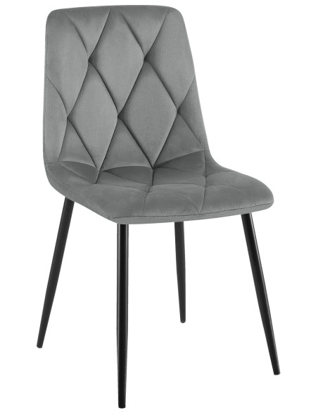 Chaise moderne chic en Velours Gris foncé Capitonné Métal Noir Mat Rovinj - 1