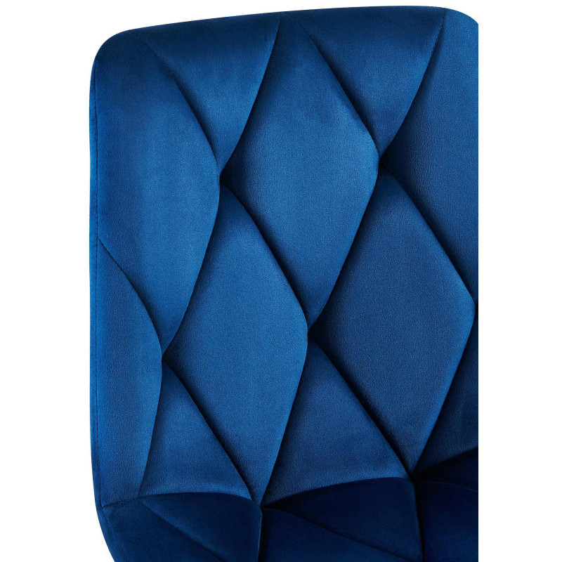 Chaise moderne chic en Velours Bleu foncé Capitonné Métal Noir Mat Rovinj - 4