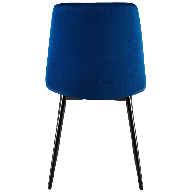 Chaise moderne chic en Velours Bleu foncé Capitonné Métal Noir Mat Rovinj - 3