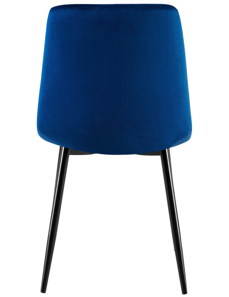 Chaise moderne chic en Velours Bleu foncé Capitonné Métal Noir Mat Rovinj - 3