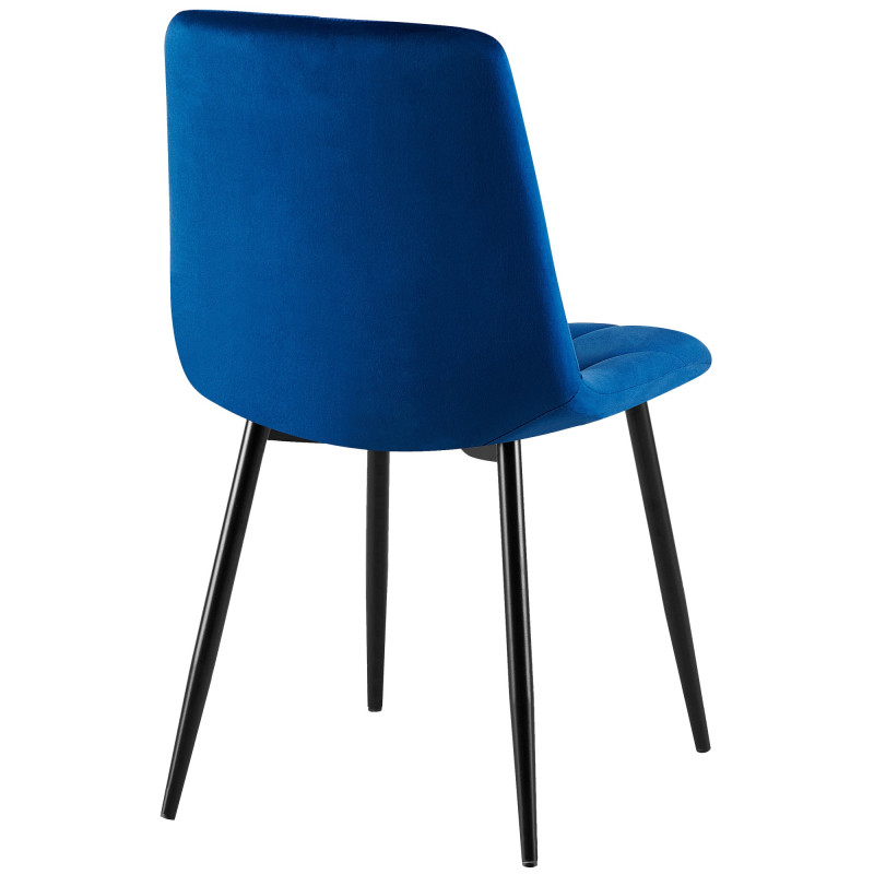 Chaise moderne chic en Velours Bleu foncé Capitonné Métal Noir Mat Rovinj - 2