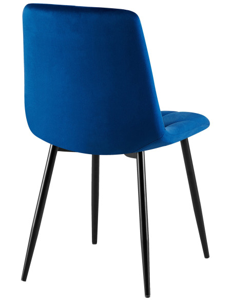 Chaise moderne chic en Velours Bleu foncé Capitonné Métal Noir Mat Rovinj - 2