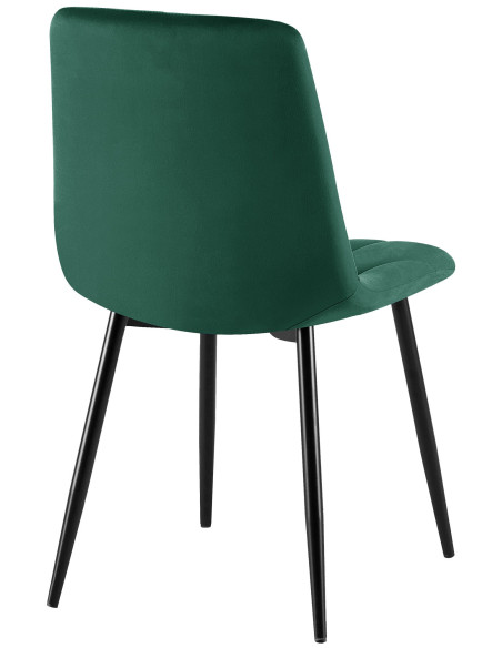 Chaise moderne chic en Velours Vert foncé Capitonné Métal Noir Mat Rovinj - 2