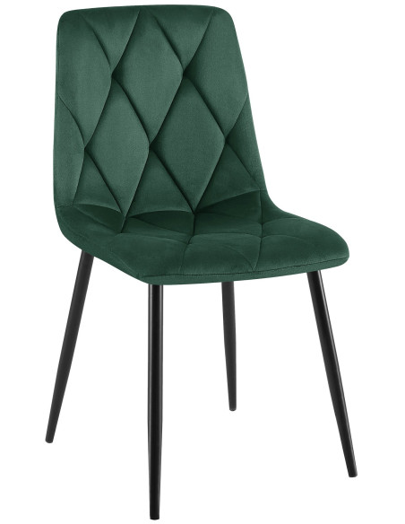 Chaise moderne chic en Velours Vert foncé Capitonné Métal Noir Mat Rovinj - 1