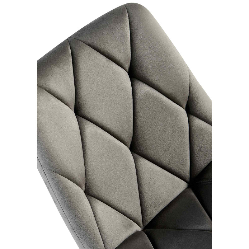 Chaise moderne chic en Velours Anthracite Capitonné Métal Noir Mat Rovinj - 4