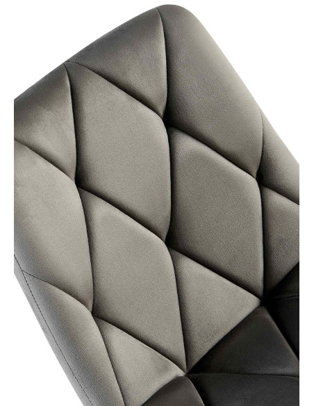 Chaise moderne chic en Velours Anthracite Capitonné Métal Noir Mat Rovinj - 4